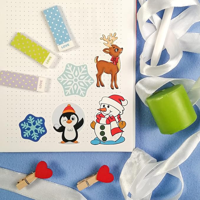 BulbaCraft Winter Stickers - Snowflake Stickers - Winter Party suppliess - Penguin Decals, Snowman Decals, Snow Gifts, Gifts for Women & Men