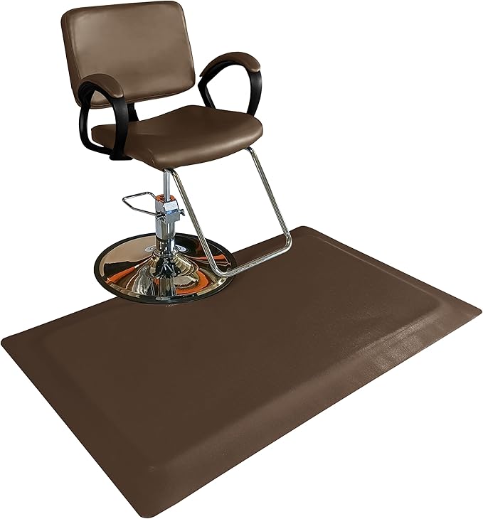 Rhino Mats, Rhino Hide Salon Mat, Non-Slip Standing Cushioned Comfort Anti-Fatigue Mat for Salon, Barbershop, or Spa (Brown, Rectangle 3' x 3.5' x 1/2")