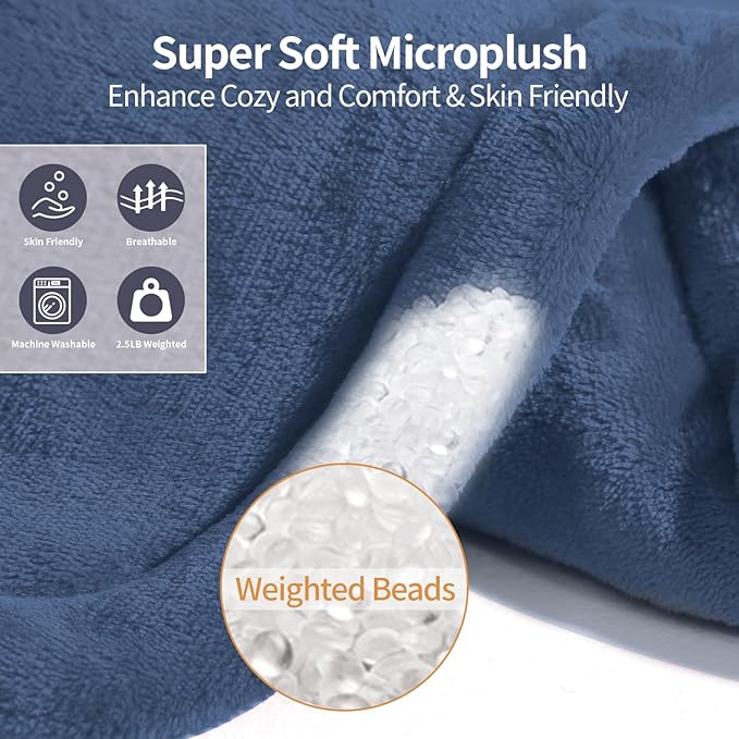 Heating Pad for Neck and Shoulders and Back Pain Relief, Weighted Heat Pad with Dry&Moist Heat, Neck Heating Pads 4 Heat Settings, Auto-Off, Christmas Gifts for Women Mom Dad, 19'' x 22'', Denim Blue