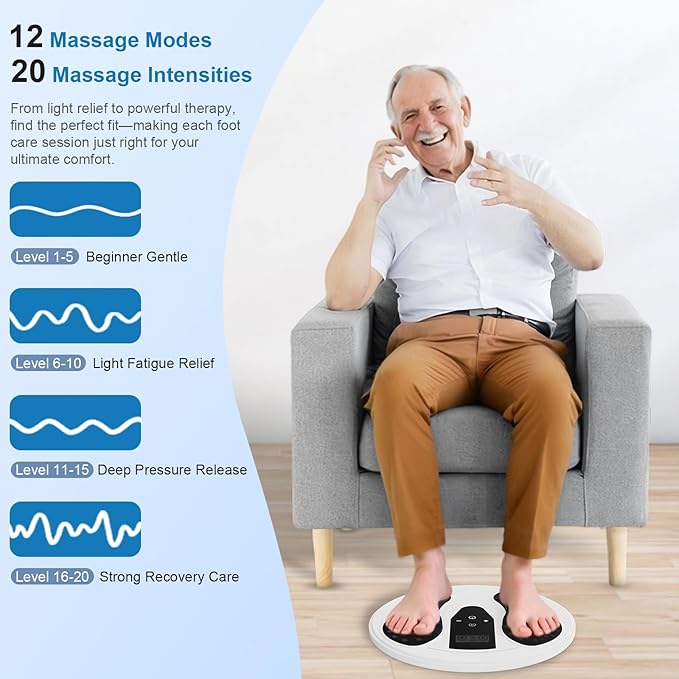 FSA EMS Foot Massager Pro for Neuropathy & Pain Relief with Upgraded Infrared Therapy, Rechargeable TENS Electric Muscle & Nerve Stimulator for Plantar Fasciitis Relief, Blood Circulation Booster