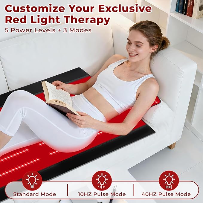 Red Light Therapy Mat for Fully Body, Red Light Blanket Dual Wavelength 660nm & 850nm Infrared Red Light Therapy Pad, Ideal for Home/Office/Men/Women/Elderly 74.8inch*33.46inch 360 LEDs
