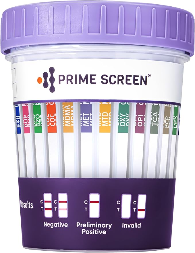 Prime Screen 14 Panel Urine Drug Test Cup Instant Testing Marijuana (THC),OPI,AMP, BAR, BUP, BZO, COC, mAMP, MDMA, MTD, OXY, PCP, PPX, TCA [10 Pack]