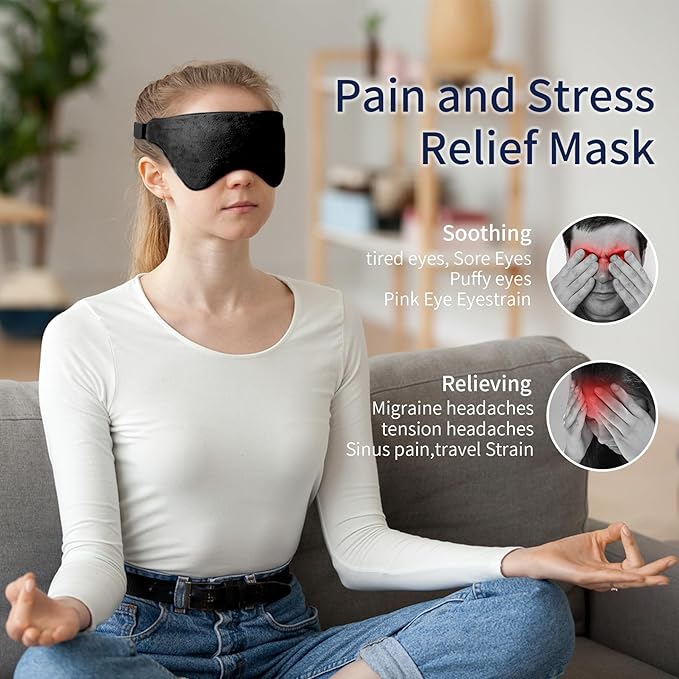 Mr. Sandman Weighted Eye Mask for Sleeping, Blackout Sleep Mask, Reversible Cool & Cozy Compress for Dry Eyes, Headache Migraine Relief, Eye Cover for Travel, Gifts for Women & Men, 0.5 lb, Black