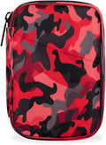Abstract Red Camouflage Travel Pill Organizer Box Weekly Portable Pill Case Daily Pills 7 Day Small Birth Control Pills Container Removable Compartments for Medicine Vitamins Fish Oil