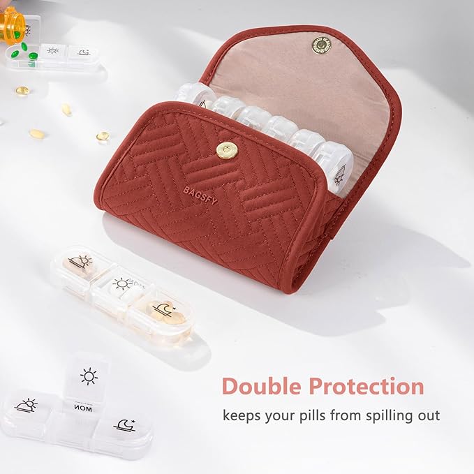 BAGSFY Weekly Pill Organizer 3 Times a Day in a Cute Fabric Pill Case, Medicine Pill Organizer, Pill Box, Portable Travel Pill Case, Pill Container for Medication, Vitamins, Fish Oils, Supplements