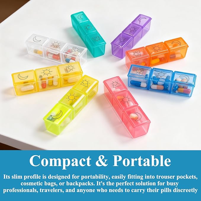 Monthly Pill Box Organizer 3 Times a Day, Travel Medicine Organizing Bag with Portable Hard Shell, Medical Supplies with 32 Daily Compartments, Pill Holder for Vitamin, Fish Oil, Supplements