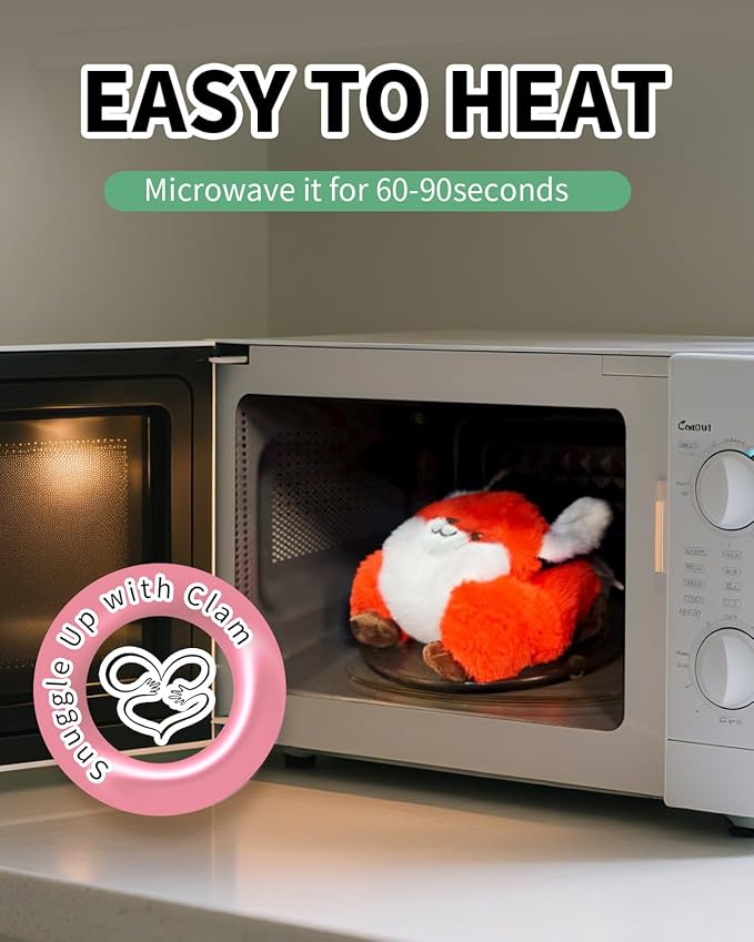 Red Fox Microwave Heating Pad for Period Cramps, Microwavable Stuffed Animal Cute Moist Weighted Plush Heating Bean Bag with Removable Cover Unscented Heatable Gifts