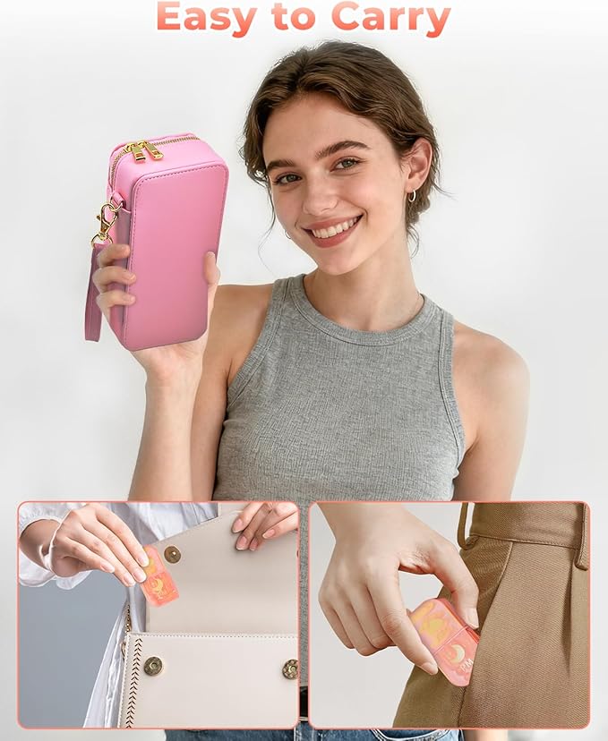 Pill Organizer 2 Times a Day (AM PM), Weekly Pill Box with PU Leather Case, Stylish Portable Medicine Organizer for Purse, Vitamins & Supplements (Pink)