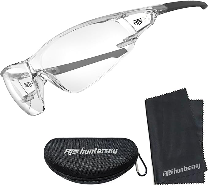 HTS HUNTERSKY ANSI Z87.1 Anti-Fog Clear Safety Glasses Pickleball Youth Baseball Lab Chemistry Goggles Scratch Resistant