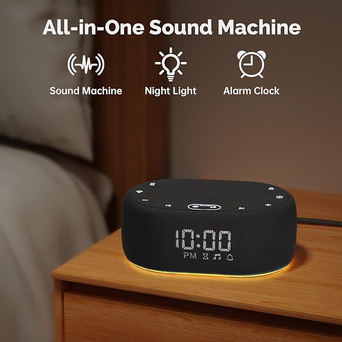 1Mii White Noise Sound Machine for Sleep, Pink Noise Machines for Baby Adults Sleeping, 18 Soothing Sounds with 7-Color Night Light, Timer, Alarm Clock, 16 Volume Levels, Easy App Control - Purple