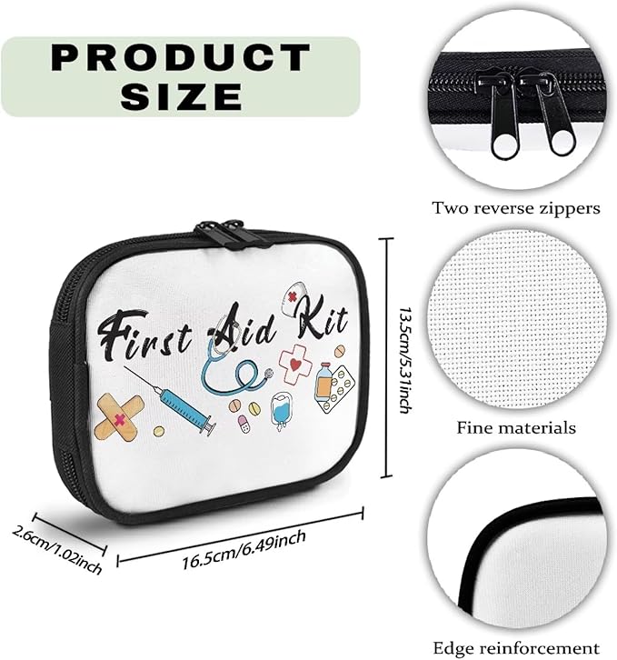Medical Theme Pill Organizer Box Washable Medicine Case with Zipper Daily Vitamin Storage Bag Small Supplement Holder for Travel