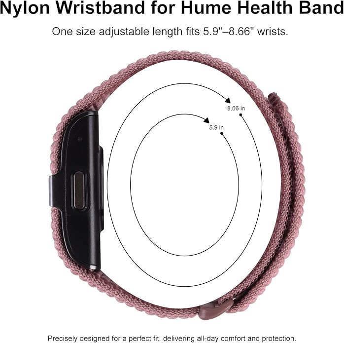 Nylon Loop Sport Replacement Bands Compatible with Hume Health Band, Soft Breathable Adjustable Wrist Band for Hume Band Replacement Strap Wristband for Fitness Tracker Women Men