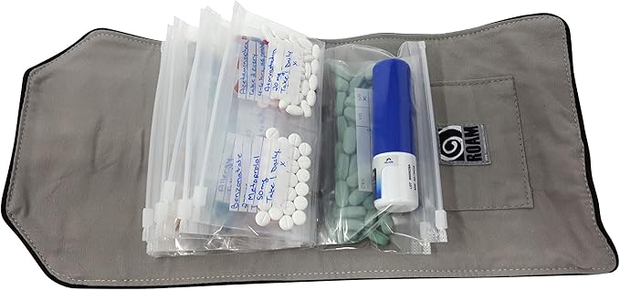 Extra Bags for Wellness Travel Pack - The Pill Organizer Wallet - Pack of 14 Single or Double Compartment (Double Compartment - Pack of 14)