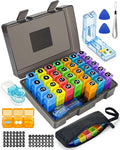 Monthly Pill Organizer 3 Times a Day – Yonlog Large Medicine Box with Weekly Travel Bag, Pill Cutter, Easy-Open Pick, Pill Taker Tool, and 2 Medication Stickers (Black, 3 Times a Day)