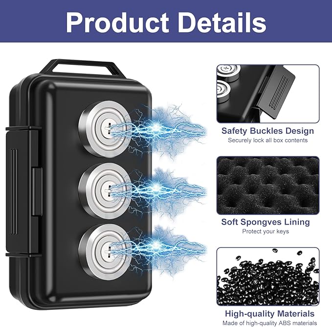 Yimaut Upgraded Magnetic Key Box for Under Car, Hide A Key Magnetic Car Key Hider with Faraday Bag, Waterproof, Black