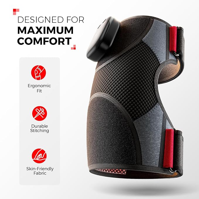 LTW Knee Massager with Heat and Red Light, Cordless Heated Knee Brace with 3 Heat/3 Vibration/5 Light Levels, 72 Red Lights, 5000mAh Massager for Knee Elbow Shoulder(2 Pack)