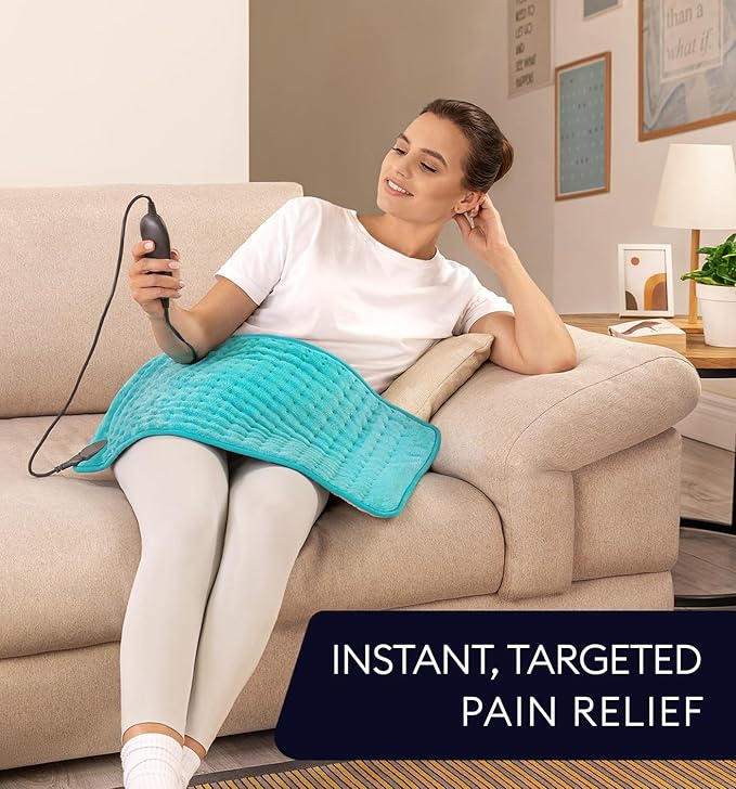 GENIANI Electric Heating Pad for Back Pain & Cramps Relief, Electric Throw, Auto Shut Off, Machine Washable, Moist Heat Pad for Neck & Shoulder - Valentines Day Gifts for Her, 12x24 Viridian Green