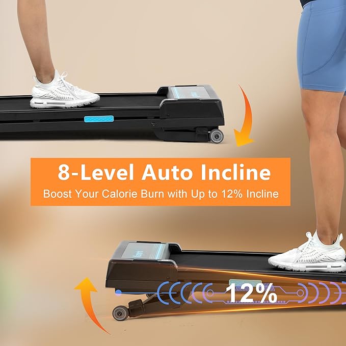 Ksports Walking Pad & Folding Treadmill – 2.5HP, Sit-Ups Mat, Bluetooth App, Portable Wheels | Incline, Desk, Dual Displays, 308 lbs & 265lbs Capacity