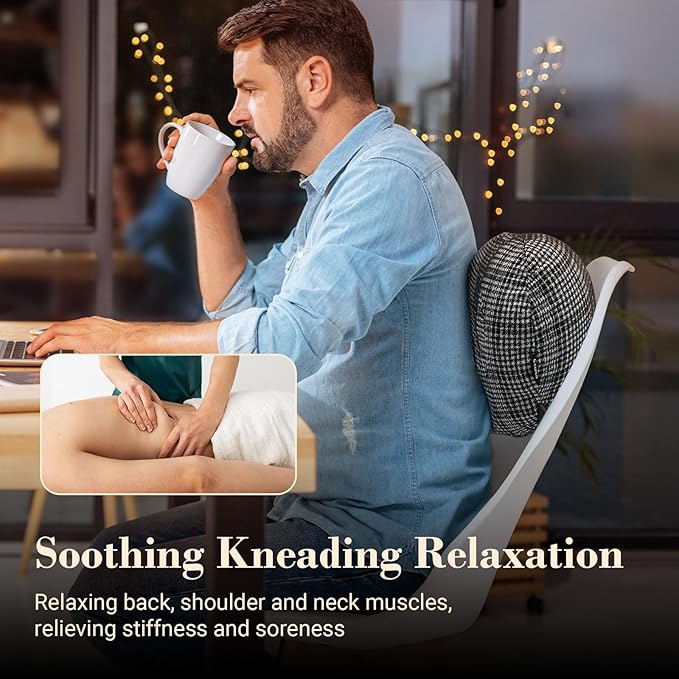 Back Massager for Pain Relief, Birthday Day Gifts for Women Men FSA Eligible HSA, Cordless 120min Neck and Back Massager, Plush Skin-Friendly Kneading Massage Pillow for Full Body Relaxation