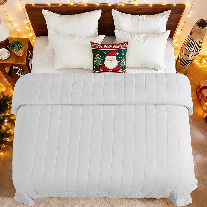 yescool Weighted Blanket for Adults (30 lbs, 88” x 104”, White) Cooling Heavy Blanket for Sleeping Perfect for 290-310 lbs, King Size Breathable Blanket with Premium Glass Bead