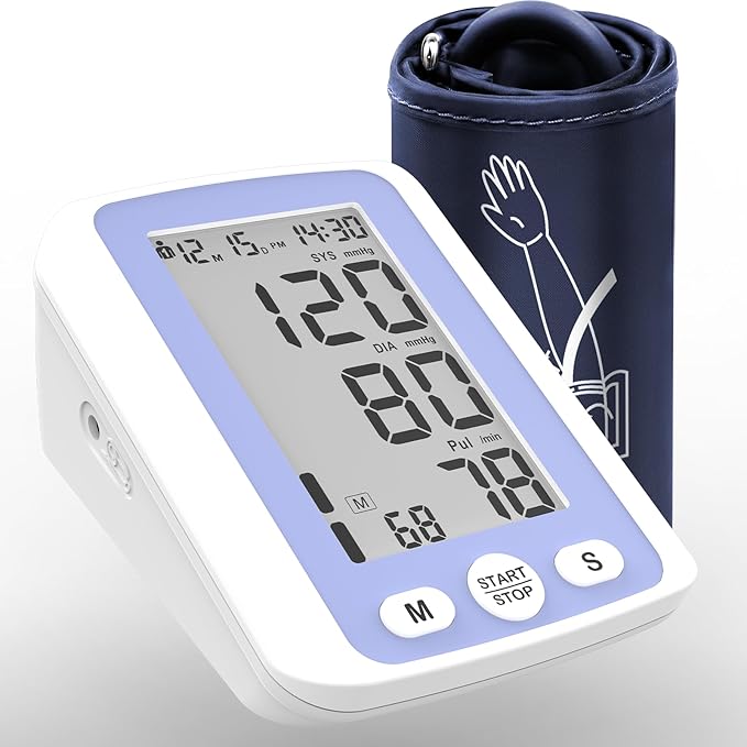 Automatic Upper Arm Blood Pressure Monitor for Home Use, Digital BP Machine with 9-17 inch Large BP Cuff, 2 User Mode, 2X500 Sets Memories,Purple