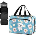 Fustylead Cute Cartoon Maltese and Daisy Flowers Large Medical Supplies Organizer Bag with Zipper Empty First Aid Bag Trauma Kit for Traveling Hiking Camping