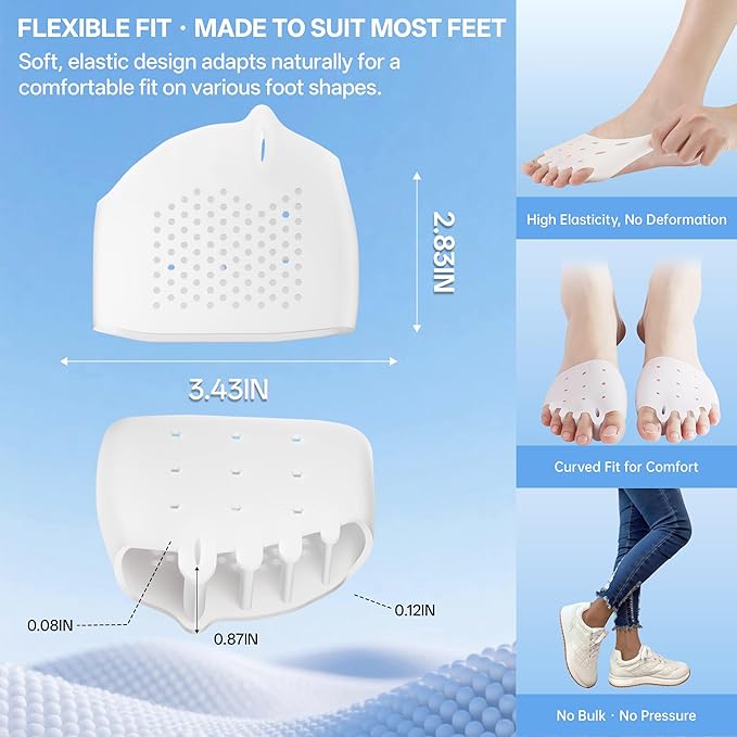 Toe Separators for Women & Toe Spacers for Men, 6 Pairs Soft Silicone for Daily Comfort - Bunion Relief, Toe Alignment, Pedicure