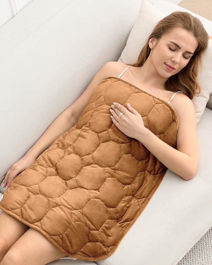 Cottonblue Weighted Lap Blanket Pad 7 lbs 29" x 24", Cozy Luxury Crystal Velvet Weighted Blanket for Adults, Small Weighted Blanket Throw All Season for Travel Relaxation Sleeping, Brown Heavy Blanket