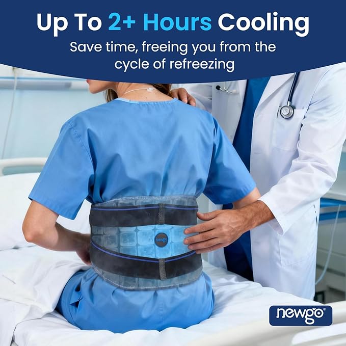 Long Coldness Ice Pack for Lower Back Pain Relief - 2 Hours Long-Lasting Cold Therapy - Flexible Back Wrap for Lumbar, Sciatica, Herniated Disc, Reusable Cold Ice Pack with Adjustable Straps