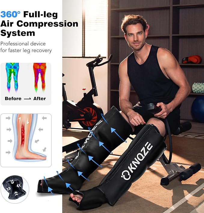 KNQZE Air Compression Recovery System, Foot and Full Leg Recovery Boots with Dynamic Pressure for Fast Therapy, Professional Device for Circulation and Pain Relief