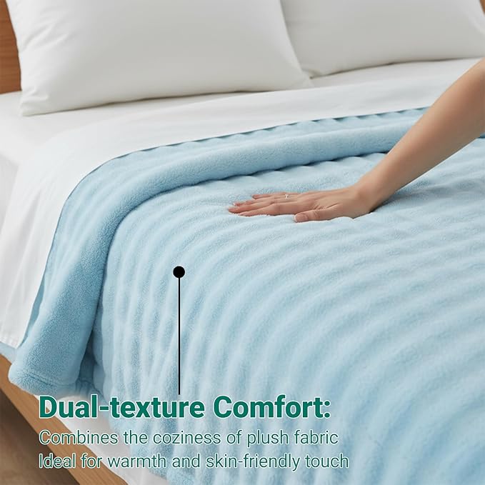 Grounding Blanket Grounding Sheets Queen, Grounding Throw for Improved Sleep, Relieving Pain,Conductive Grounded Mat for Bed with Grounding Wire (Sky Blue, Baby)