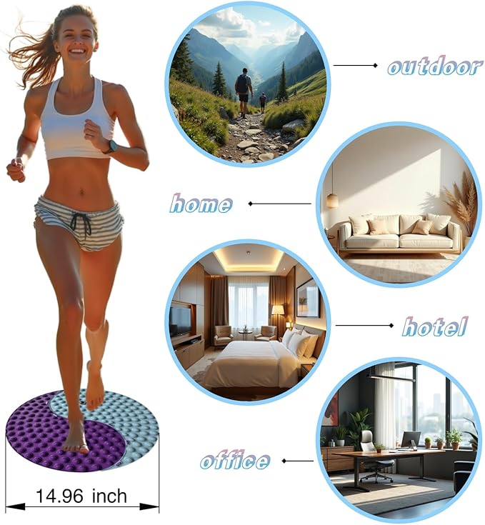 Foot Massager Mat, Yinyang Balance Tai chi Bagua Pattern with Magnetic Therapy, Acupressure Reflexology Mat for Daily Foot Relaxation and Pain Relief, Purple and Blue