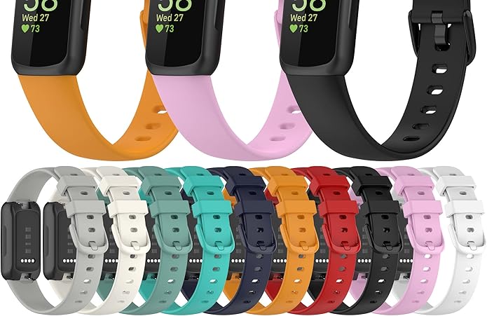 Sporty Wristbands Compatible with Fitbit Inspire 3 Health Tracker Replacement Accessories Soft Silicone Watch Bands for Inspire3 Fitness Tracker S/L