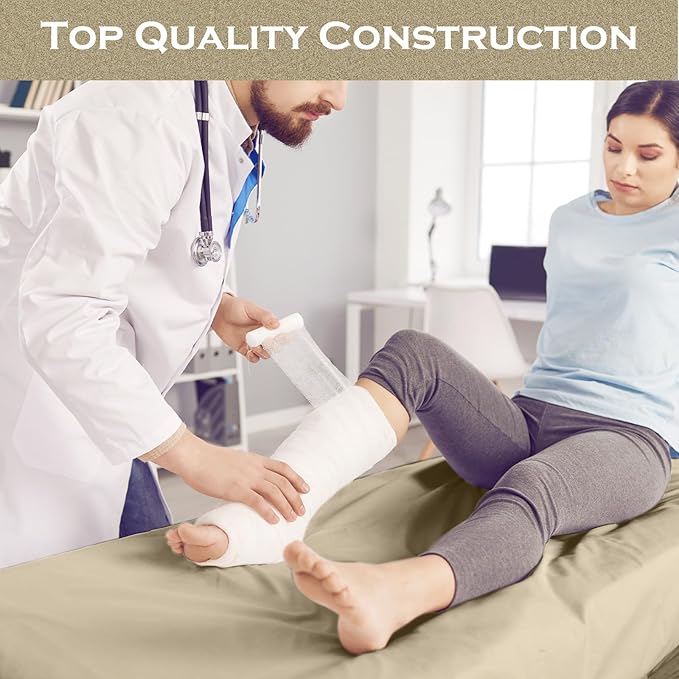 Moukeren 6 Pcs Hospital Bed Sheets Set Deep Pocket Fitted Sheet 36 with Elastic All Around Easy Care Knitted Jersey for Home/Nursing Home (Khaki)
