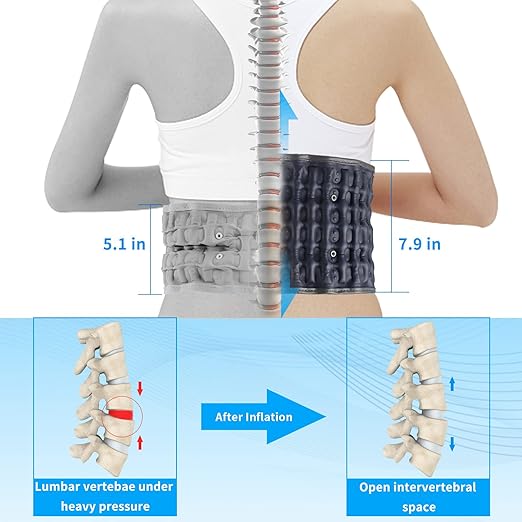 Decompression Back Belt - Lumbar Support Belt for Men & Women Lower Back Pain Relief, Back Traction Device Fits Waist Size 29-49 Inches (Blue)