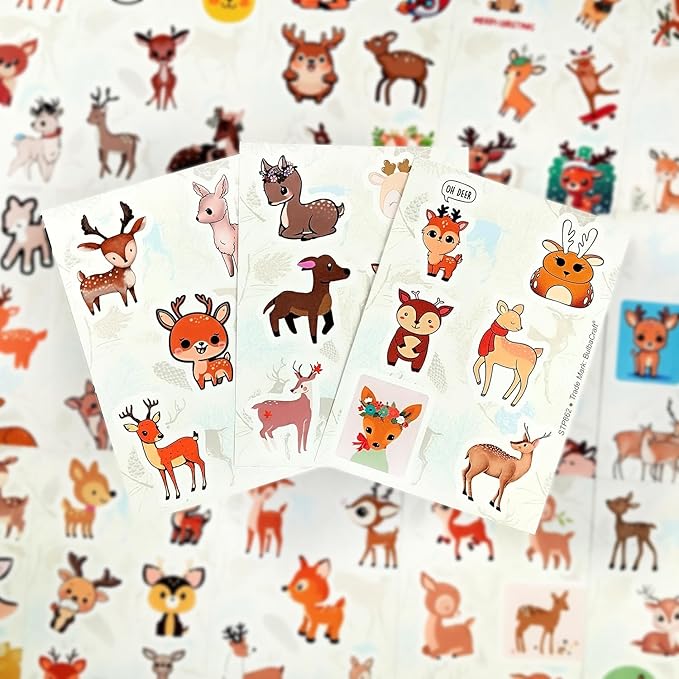 BulbaCraft 100Pcs Deer Stickers and Decals - Woodland, Gold, Whitetail, White Deer Stickers for Water Bottles & Laptops, Gifts for Women & Men