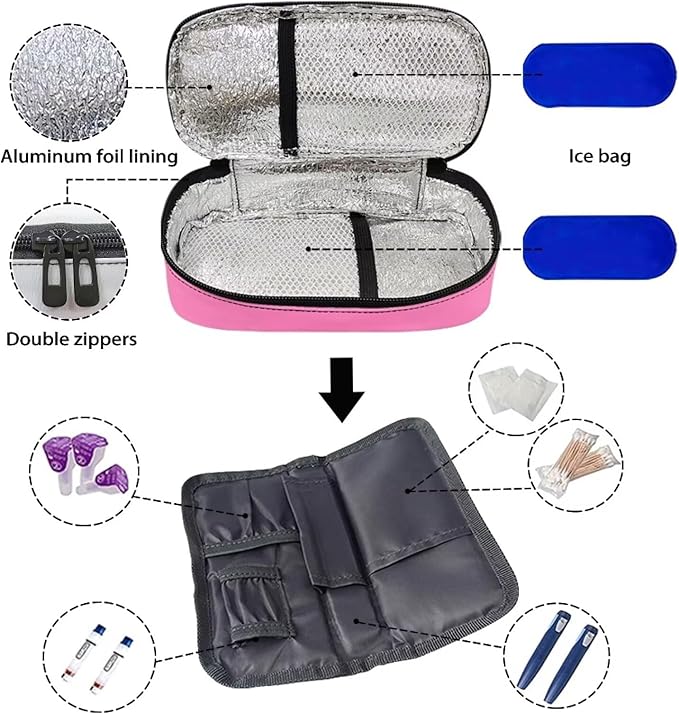 African Girl Diabetic Supplies Bag for Glucose Meter, Medication, Insulin Pens and Other Diabetes Care Supplies, Diabetes Travel Organizer Case with Detachable Pouches