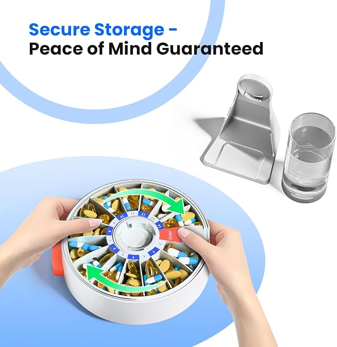 Odaro Large Pill Dispenser, Weekly Pill Organizer 7 Day Am Pm / 14 Day Pill Box, Daily Medicine Pill Organizer with Wall-Mounted or Standing Use for Vitamin, Supplement, Medicine - White