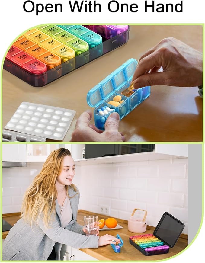 Odaro Weely Pilll Organizer 4 Times A Day Color and Blue - 2 Pack