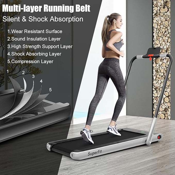GYMAX Walking Pad, Foldable Under Desk Treadmill with LED Monitor, Remote Control, Smart App Control, Folding Portable Desk Treadmill for Office Standing Desk, Home Office Treadmill