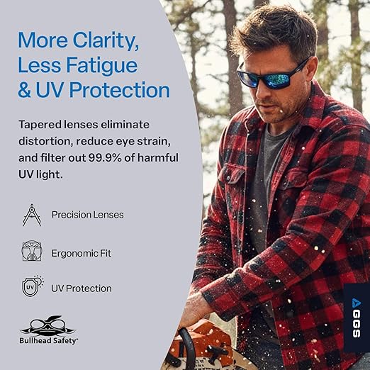 Bullhead Safety Pompano Polarized Safety Glasses with Performance Fog Technology, ANSI Z87+, Blue Light with UV Light and Anti-Scratch Protection, Red Mirror Lenses with Tortoise/Black Frame