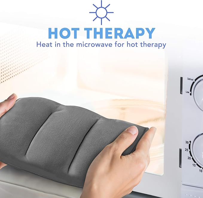 Weighted Microwavable Heating Pad - FSA HSA Approved, Soft Plush Cover Filled w/Natural Unscented Flaxseed for Moist Heat or Cooling (Small, Grey)