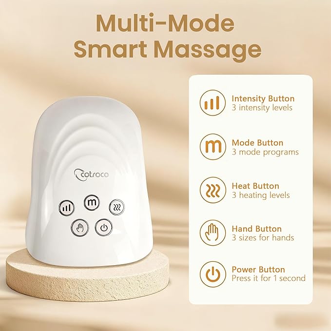 cotsoco Hand Massager with Heat and Compression for Arthritis and Carpal Tunnel, Birthday Gifts for Women Mom Men,White, Gift for Birthday (Coloured Ribbon & Gift Box)