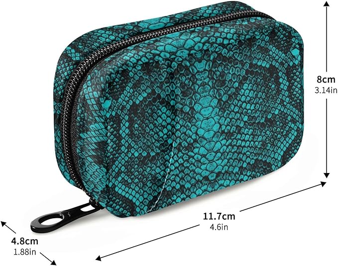 Pill Box Python Snake Print 7 Day Pill Case Travel Pill Organizer Bag with Zipper Portable Weekly Vitamin Medicine Supplement Holder Pouch Bag
