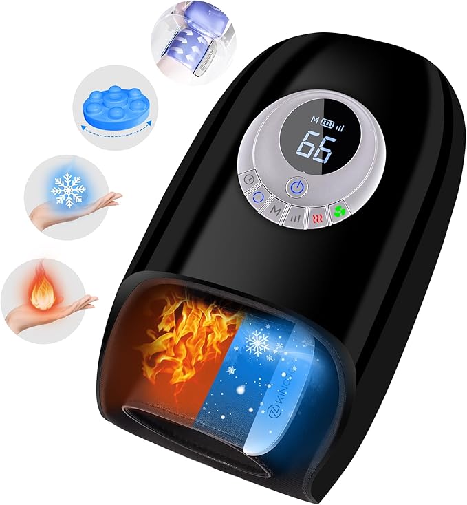 KINGJOY Hand Massager with Heat and Compression, 3D Kneading Hand Massagers for Arthritis and Carpal Tunnel Relief, Hand Therapy with Fan Cooling for Finger Numbness Relief, Gifts for Women