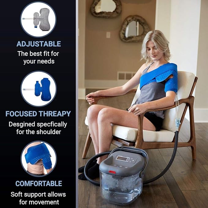 Cold Water Therapy Shoulder Pad for Cryotherapy Unit - Pad Only for Circulating Ice Machine for Surgery, Rotator Cuff [Color: Black]