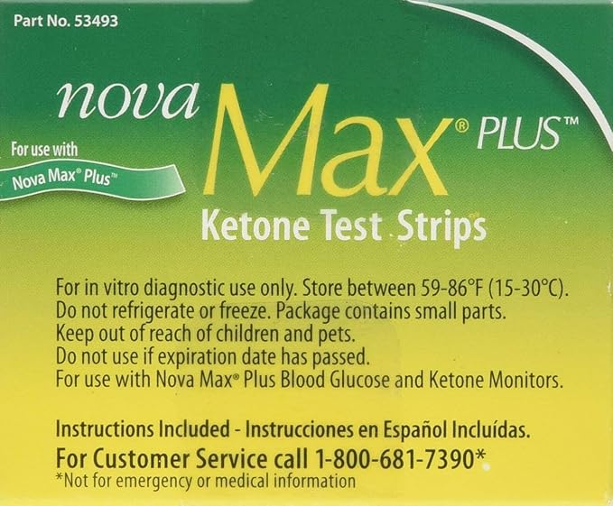 Nova Max Plus Ketone Test Strips - Box of 10