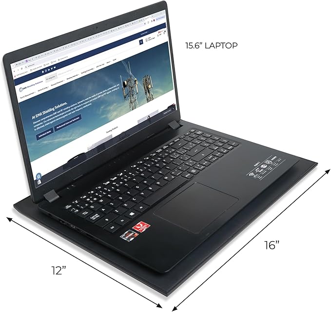 EMF Laptop Tray - Shielding ELF and RF from Computer, Tablets, Cell Phones, Black (12" x 16")