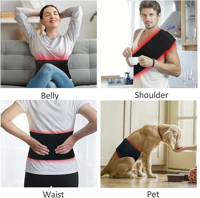 Red Light Therapy for Body, 660nm & 850nm Infrared Red Light Wrap, Upgraded 3 in 1 LED Beads with Timer Remote Control and Vibration Function,for Belt Shoulder Waist