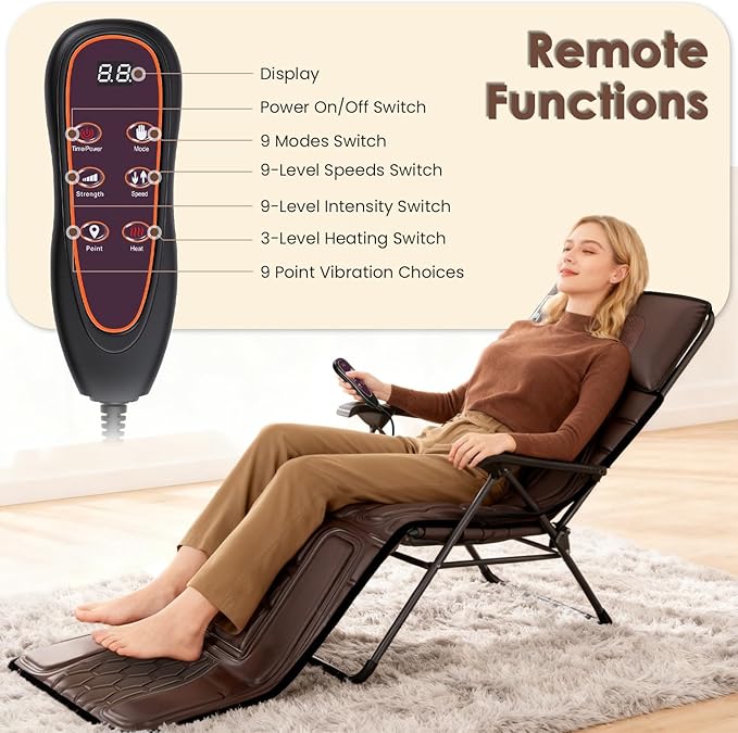 Full Body Electric Massage Mat with Heat, Vibration Back Massage Pad Cushion with Inflatable Head Pillow and Lumbar Pillow, 10 Vibration Motors 3 Timers (72x21 with Neck Massager(PU))